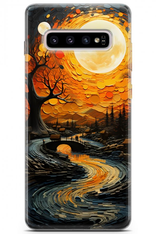 Samsung Galaxy S10 Plus Kılıf Seri Fresh 1 Güneş Manzara AI Telefon Kılıfı