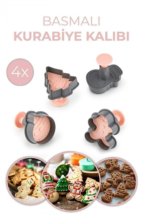 Sunplast Yılbaşı Kurabiye Kalıbı Cookies - Çam Ağacı, Kurabiye Adam, Kardan Adam, Ağaç Süsü