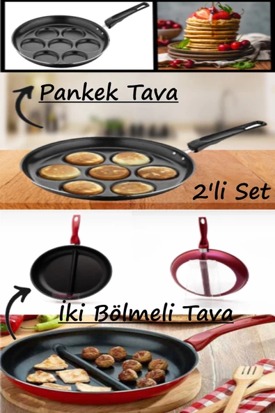 2'li Tava Seti Pankek Ve Cingöz Tava Set Kahvaltı Ve Bölmeli Köfte Tavası Ramazan Özel Iftar Sahur