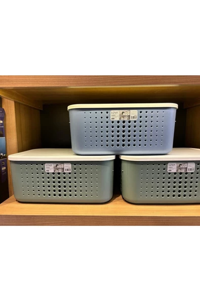 Bubble Kapaklı 3 Adet 13,4 Litre Renkli Kapak Çok Amaçlı Dolap Içi Düzenleyici Kapaklı Kutu - Resim 3