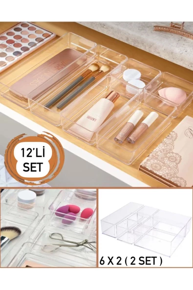 12 Parça Takı Aksesuar Çekmece Düzenleyici Set (2 X 216) Takı Makyaj Kutusu Kalem Organizer - Resim 2