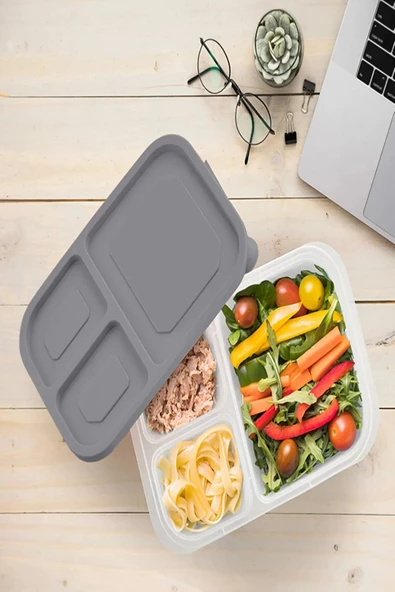 6 Adet Sera 3 Bölmeli Saklama Kabı Buzluk Organizeri Öğünlük Diyet Kabı Porsiyonluk Kıyma Sebze - Resim 4