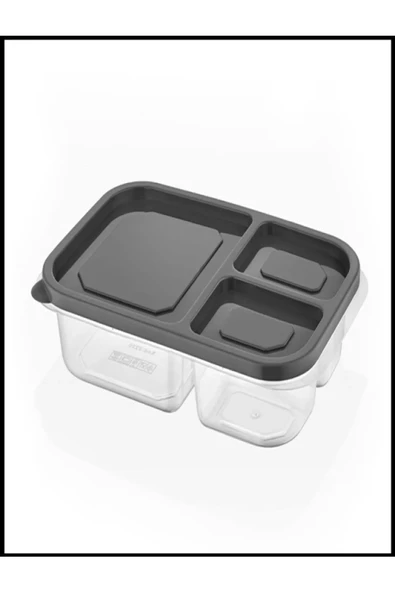 3 Adet Sera 3 Bölmeli Diyet Saklama Kabı Porsiyon Öğünlük Kıyma Sebze Buzluk - Resim 3