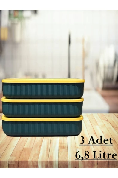 3 Adet 6.8 Litre Yeşil Saklama Kabı Sebzelik Yiyecek Saklama Oyuncak Kutusu ürün görseli