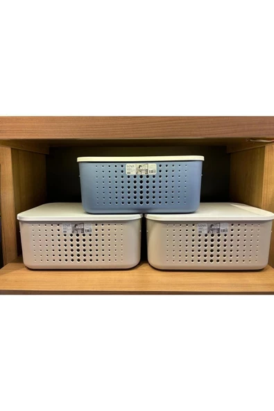 Bubble Kapaklı 3 Adet 13,4 Litre Renkli Kapak Çok Amaçlı Dolap Içi Düzenleyici Kapaklı Kutu - Resim 5