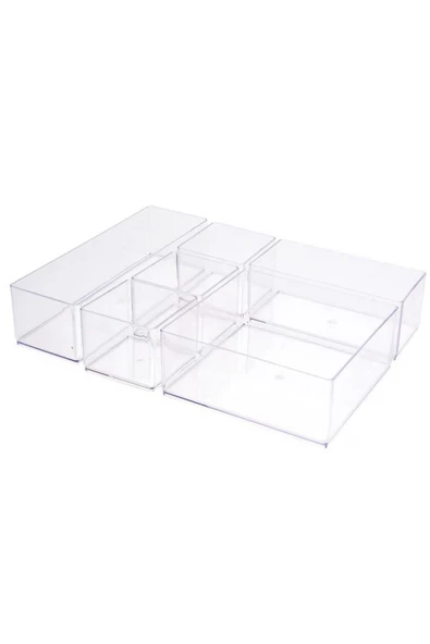 Lv 216 Ayarlanabilir Çekmece Içi Düzenleyici Set 6 Parça Takı Ve Makyaj Kutusu Kalem Organizeri - Resim 4