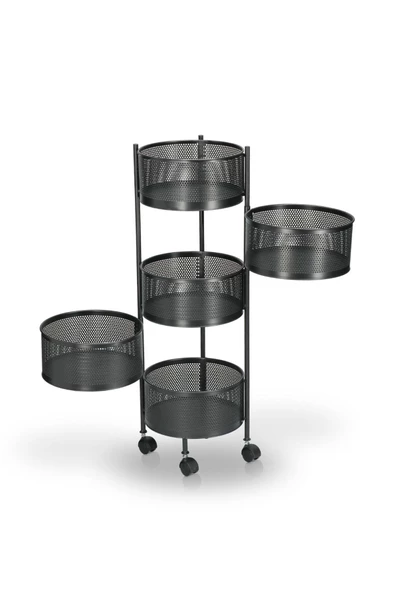 5 Katlı Yana Açılır Salda Siyah Tekerlekli Patates Soğan Sepeti Sebze Meyve Sepeti Sebzelik - Resim 4