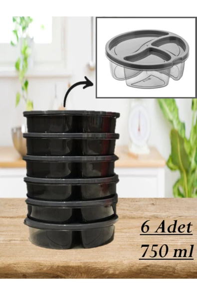 6 Adet Ak545 Bölmeli Saklama Kabı Öğünlük Beslenme Kutusu Buzdolabı Kahvaltılık Kapaklı Çerezlik - 2