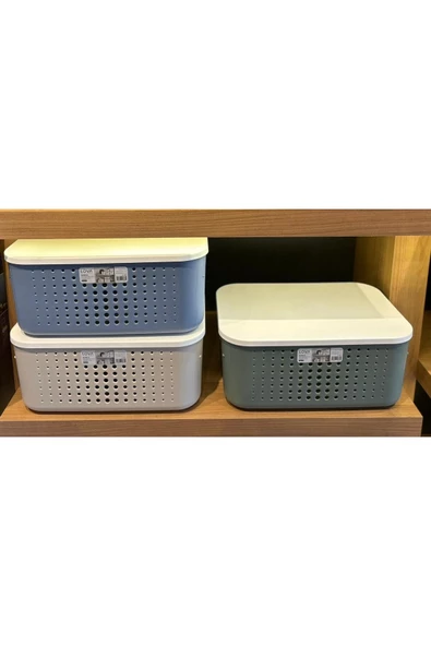 Bubble Kapaklı 3 Adet 13,4 Litre Renkli Kapak Çok Amaçlı Dolap Içi Düzenleyici Kapaklı Kutu - Resim 4