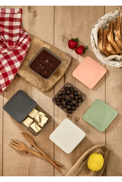 12'li Kare Kahvaltı Seti Sızdırmaz Silikon Kapaklı Erzak Gıda Piknik Saklama Kabı Kahvaltılık - Resim 4