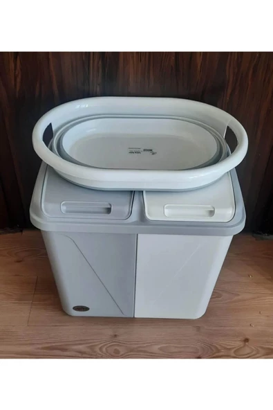 Ikili Set - Bölmeli 60 Lt Kirli Çamaşır Sepeti Ve Katlanır Çamaşır Sepeti 2'li 30 30 - 3