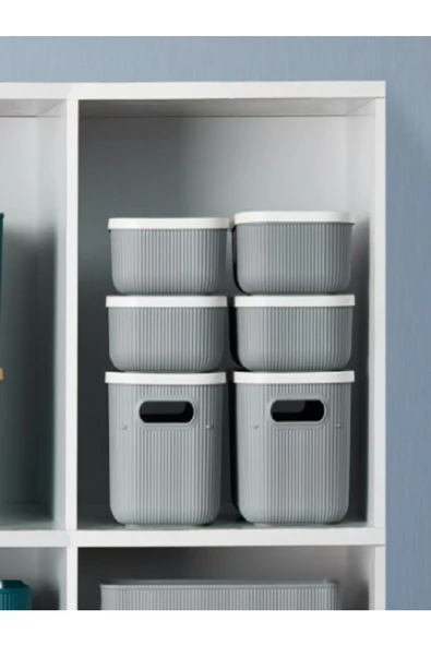 6 Parça Gri Set 2 Adet 6.2 Lt 4 Adet 3.2 Lt Storage Dolap Düzenleyici Kapaklı Çorağ Kemer Kutusu ürün görseli