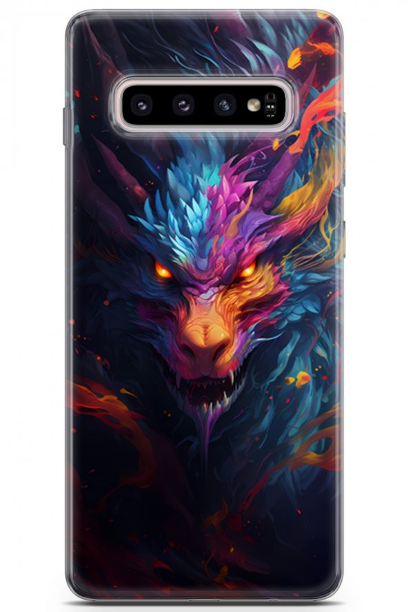 Samsung Galaxy S10 Plus Kılıf Seri Fresh 15 Ejderha Kalın Silikon