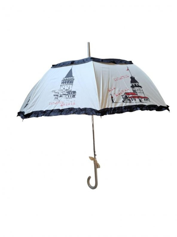 İstanbul Desenli Kadın Baston Şemsiye - 2