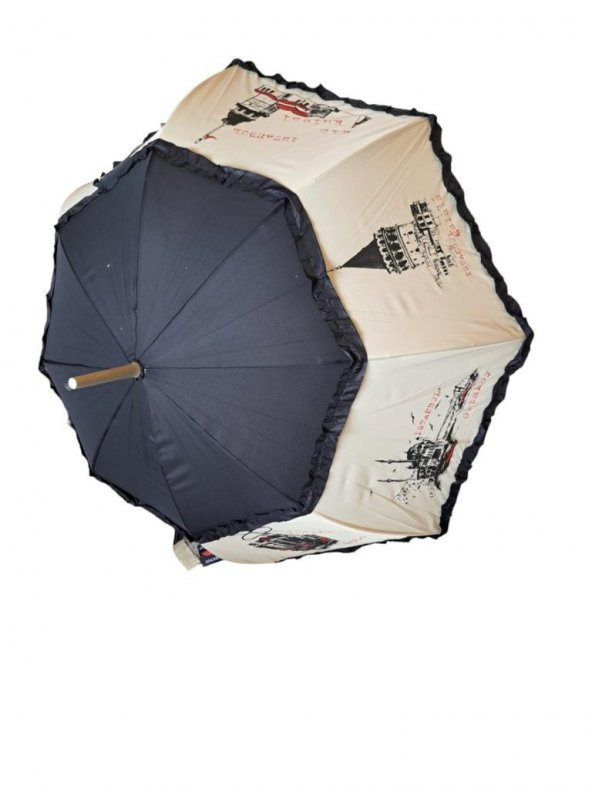 İstanbul Desenli Kadın Baston Şemsiye - 4