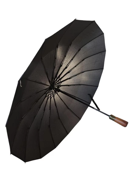 16Telli Ahşapsap Premium Series Şemsiye  Siyah - 7