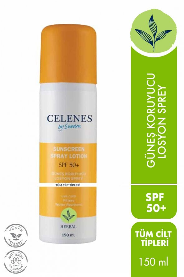 Celenes Herbal Güneş Koruyucu Losyon Sprey 50 Spf 150ml / Tüm Cilt Tipleri