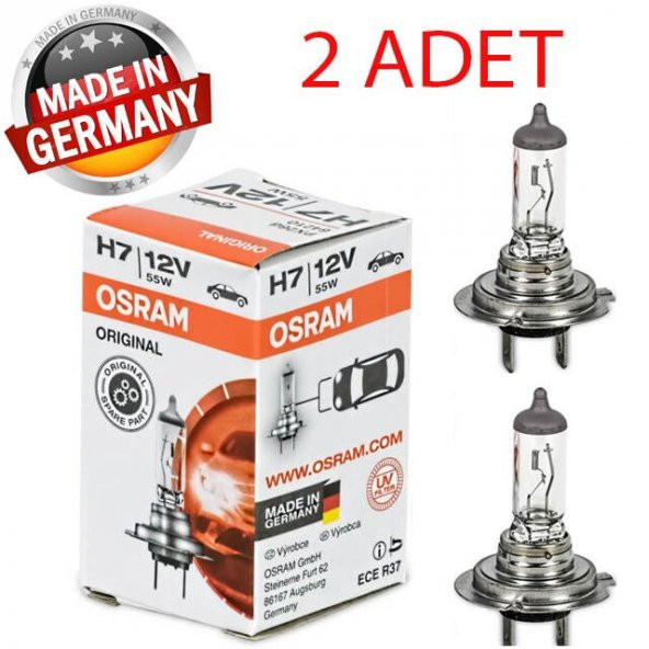 Osram H7 12V 55W Standart Ampül Alman Üretim 2 Adet 64210