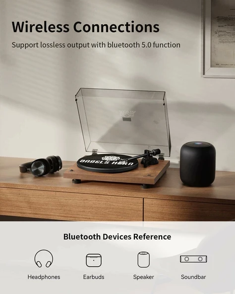 ANGELS HORN AT-3600L Pikap, Vinil Plak Çalar (Bluetooth Versiyonu) - 2