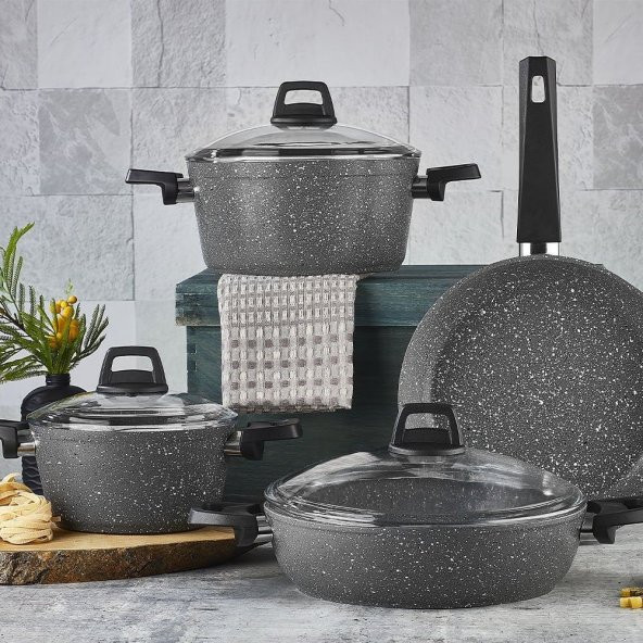 Amboss Orion 7 Parça Granit Tencere Seti Gri ORI-8521