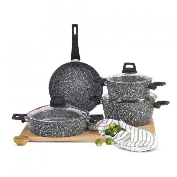 Amboss Orion 7 Parça Granit Tencere Seti Gri ORI-8521 - 2