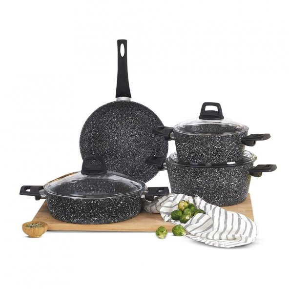 Amboss Orion 7 Parça Granit Tencere Seti Siyah ORI-8538 - 2