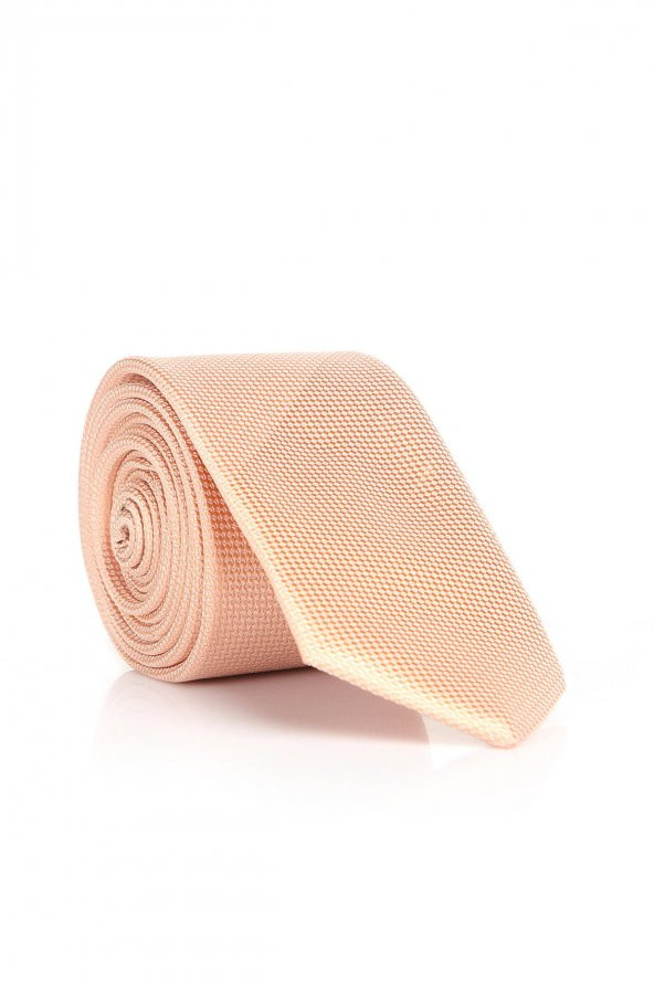 Pudra Slim Fit Düz Renk Dokuma Kravat / DDK-38 ürün görseli
