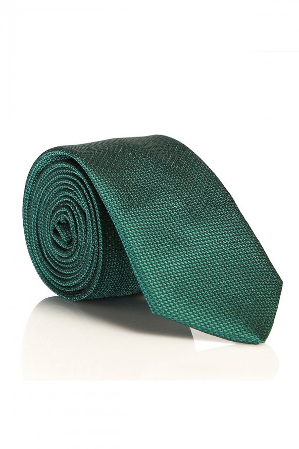 Zümrüt Yeşil Slim Fit Düz Renk Dokuma Kravat / DDK-28 ürün görseli