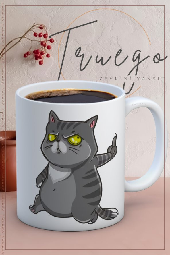 Baskılı Kupa Bardak Seramik Mug - Kedi