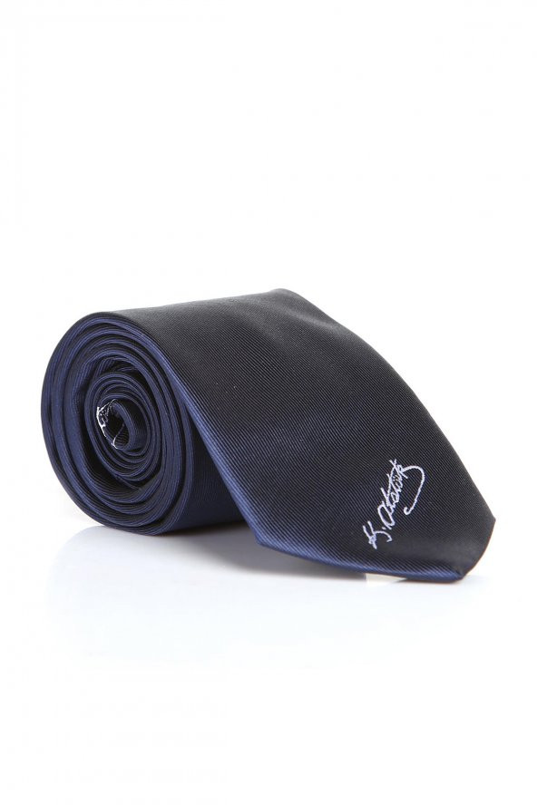 Atatürk İmza Desenli Dokuma Lacivert Kravat - AK-20 ürün görseli