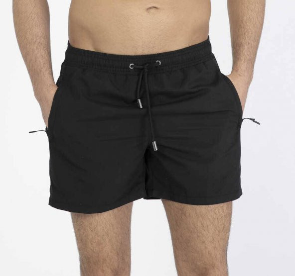 Siyah Su İtici Özellikli Erkek Havuz Deniz Şort Mayo - Basic Mode