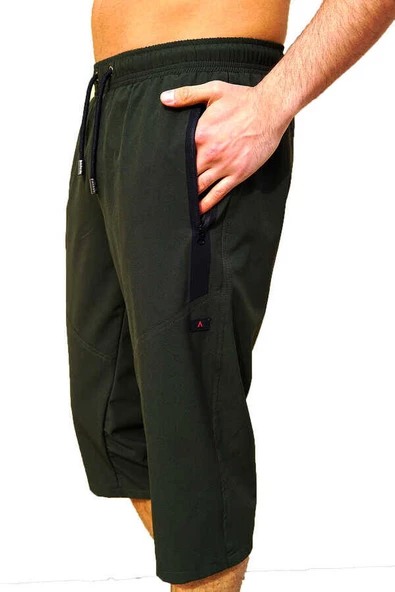 Haki Büyük Beden Su İtici Özellikli Diz Altı Erkek Havuz Deniz Ka - Resim 3