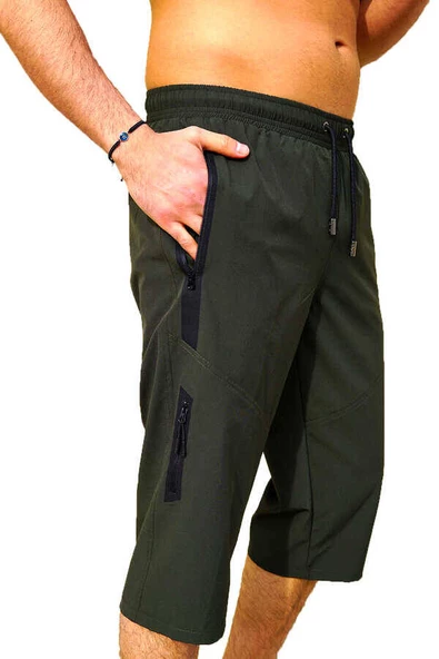 Haki Büyük Beden Su İtici Özellikli Diz Altı Erkek Havuz Deniz Ka - Resim 2