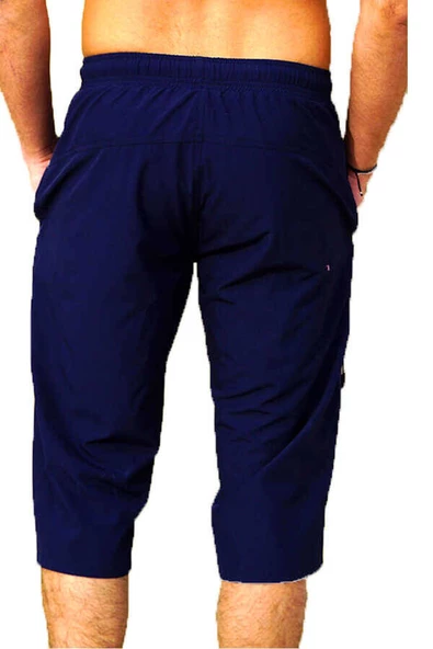 Lacivert Büyük Beden Su İtici Özellikli Diz Altı Erkek Havuz Deni - Resim 3