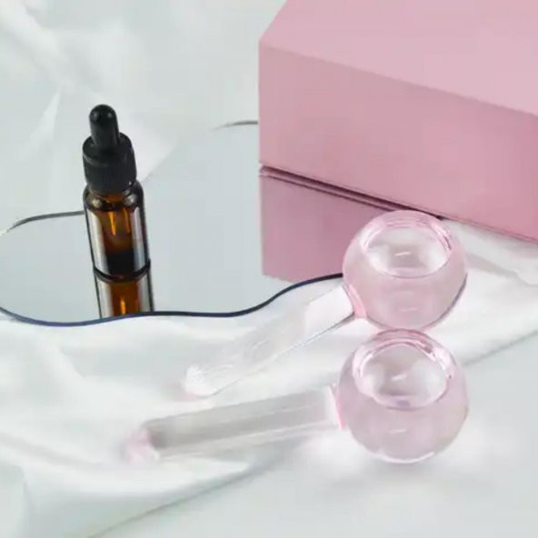 Yüz Buz Küresi ve Face Terapi Masaj İce Topu Pembe Renk - Resim 2