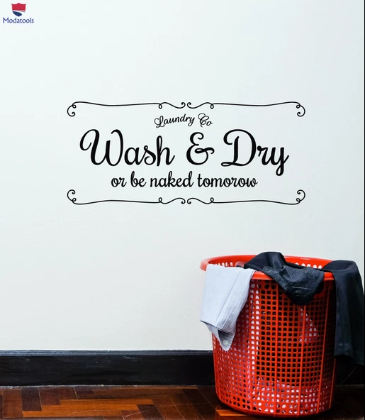 Oturma Odası, Ofis, Dükkan Duvar Sticker Çamaşır Alıntı Yıkama Ve Kuru Temizleme Hizmeti Çıkartmaları