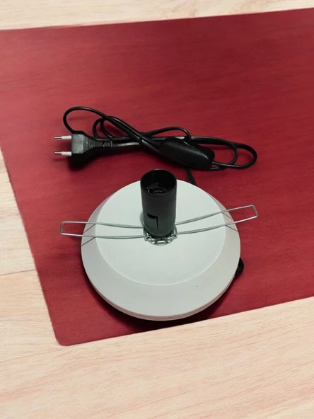 Su Kabağı Lamba Altlığı 15 Cm Çapında Düğmeli Kablolu Beyaz Renk - 1