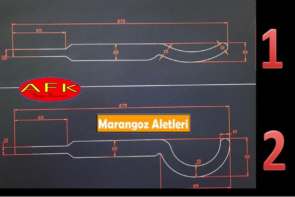 AFK Ağaç Torna Makineleri İçin Yüksek Kalite Karbür Uçlu 3lü İç Oyma Bıçak Seti - 4