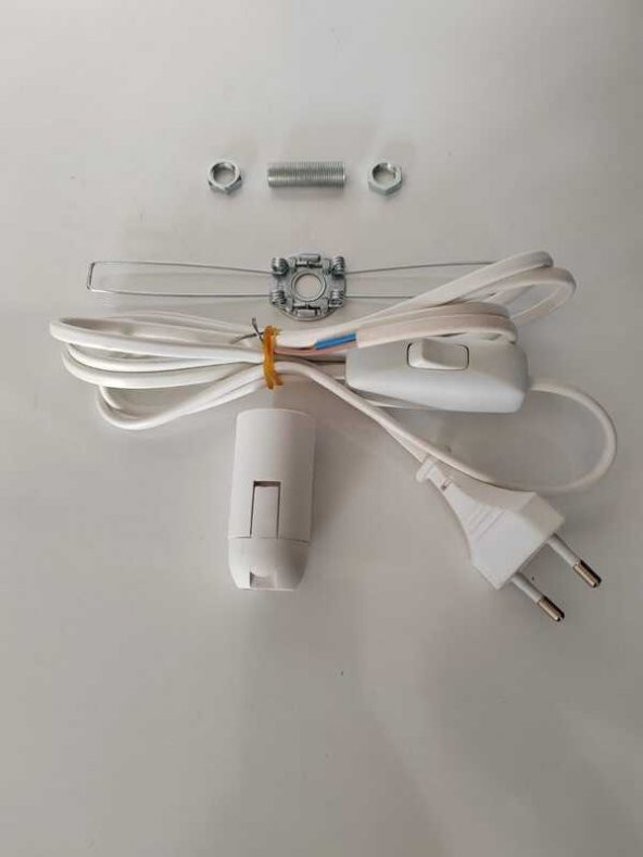 Abajur Elektrik Aksamı Su Kabağı Ve El Yapımı Lambalar Için Uygun E14 Duylu Beyaz Renk - 2