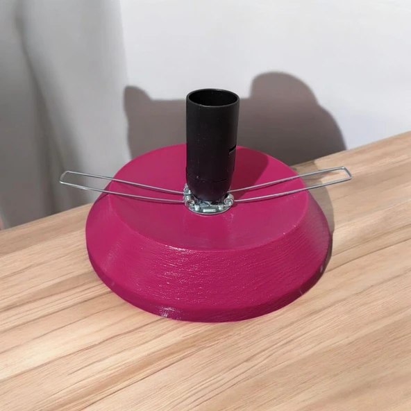 Su Kabağı Lamba Altlığı 15 Cm Çapında Düğmeli Kablolu Fuşya Renk - Resim 3