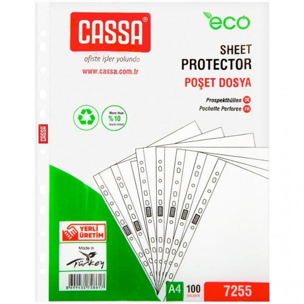 Cassa Poşet Dosya Eco 30 Mikron 100 Lü Paket