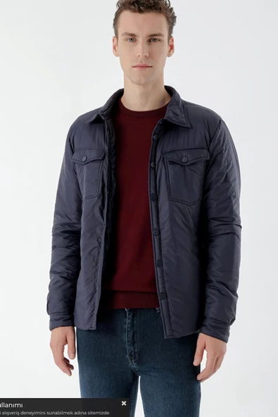 Slimfit Çıtçıt Kapamalı Yan Fermuar Cepli Gömlek Yaka Yandan Yırtmaçlı Baharlık Kapitone Mont - 11