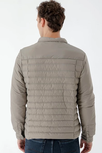 Slimfit Çıtçıt Kapamalı Yan Fermuar Cepli Gömlek Yaka Yandan Yırtmaçlı Baharlık Kapitone Mont - 6