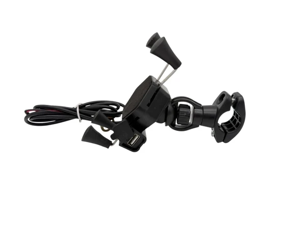 Motosiklet Telefon Tutucu USB Şarj Çıkışlı Gidon Bağlantılı ürün görseli