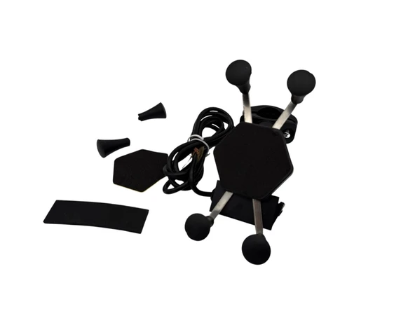 Motosiklet Telefon Tutucu USB Şarj Çıkışlı Gidon Bağlantılı - Resim 2