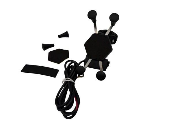 Motosiklet Telefon Tutucu USB Şarj Çıkışlı Gidon Bağlantılı - Resim 3