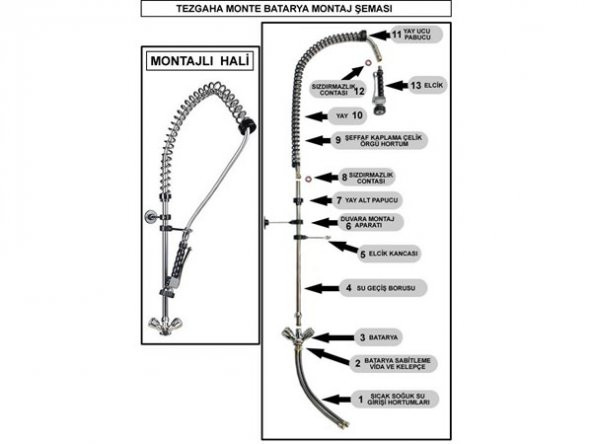 Tezgaha Monte Bulaşık Duş Sprey Ünitesi - Resim 2
