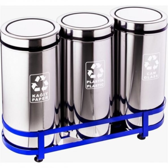 GERİ DÖNÜŞÜM 3'LÜ DÖNER KAPAKLI PLX-3561-3 ürün görseli