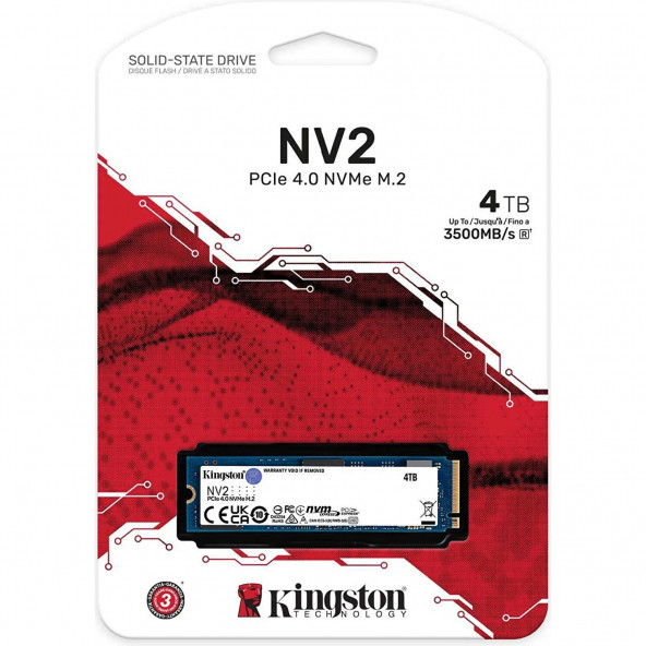 Kingston NV2 4TB 3500/2800MB/s PCIe NVMe M.2 SSD Disk SNV2S/4000G - Resim 3