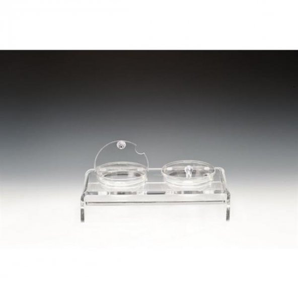 2'Lİ CAM KASELİ,KAPAKLI,KALIN AKRİLİK TEŞHİR STANDI - Resim 2